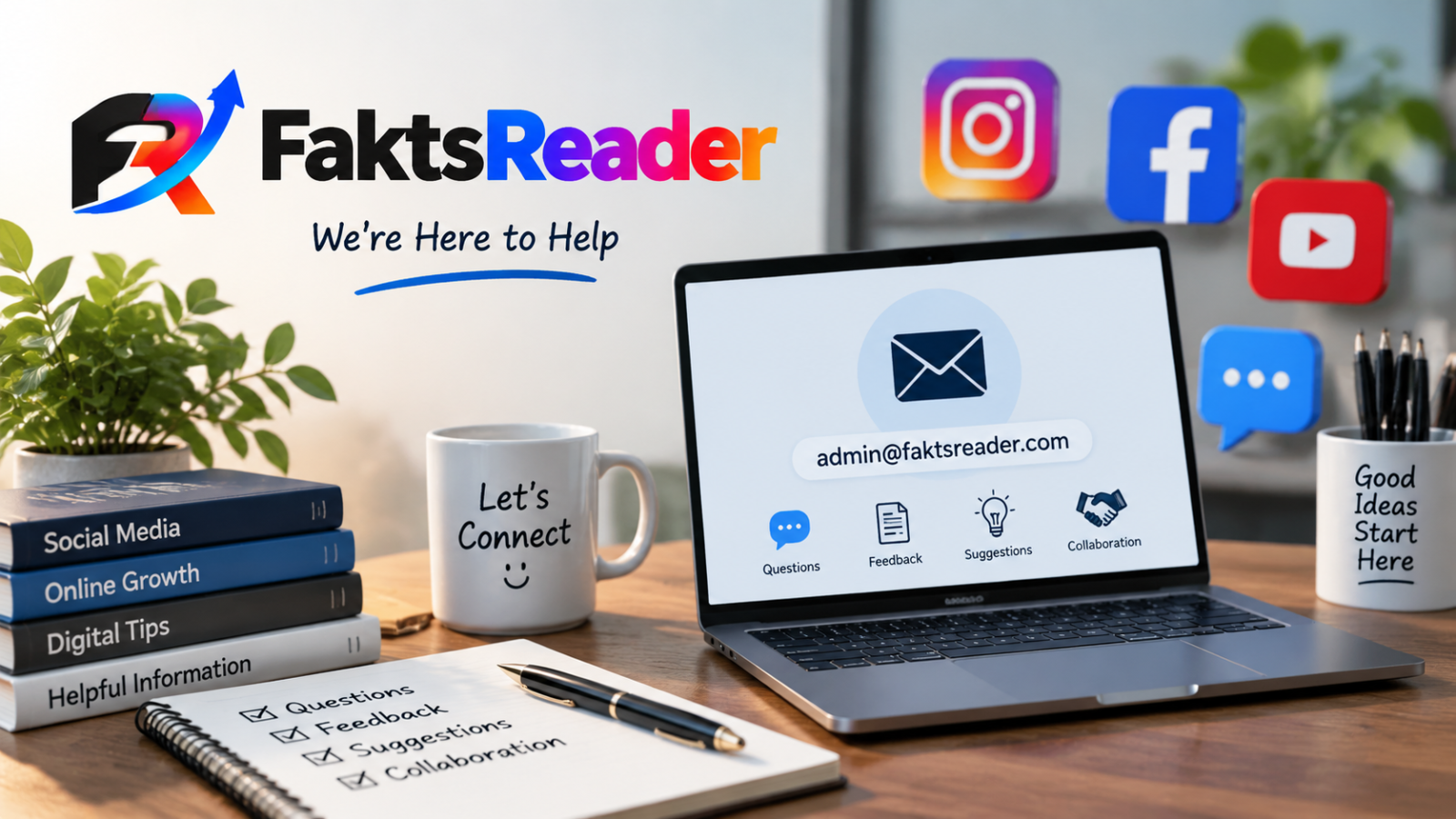 FactsReader Contact Us page image showing communication and feedback workspace